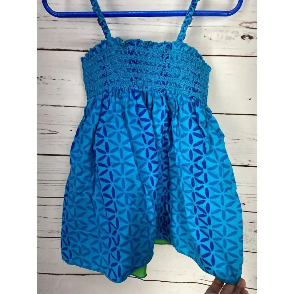 The Children's Place Size Small 5/6 Blue Green Floral Butterfly‎ Sun Dress - Picture 2 of 6